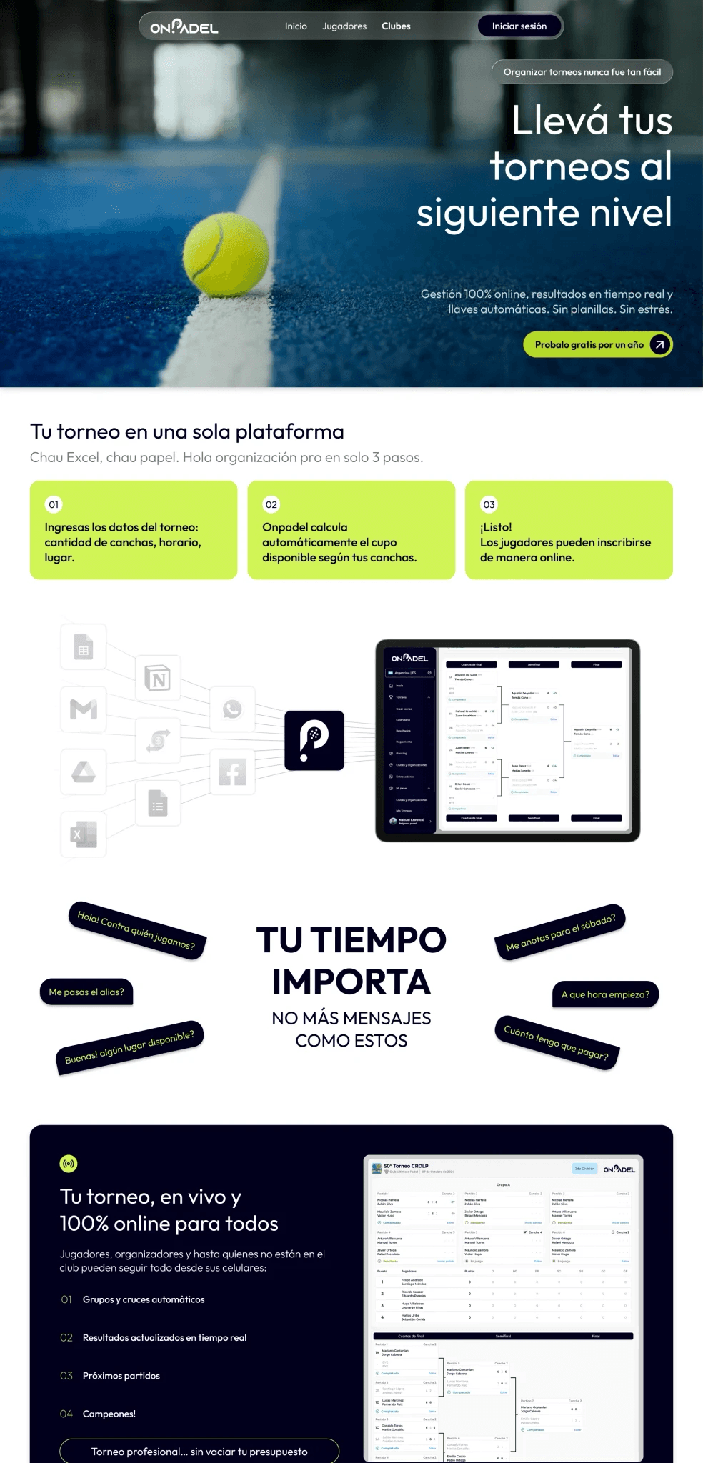 Diseño web y app de onPadel realizado por Zorv Studio